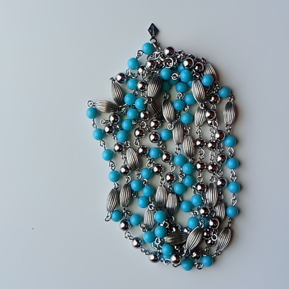 Sarah Coventry Long Blue & Silver Necklace for Women/Girls - Picture 2 of 6